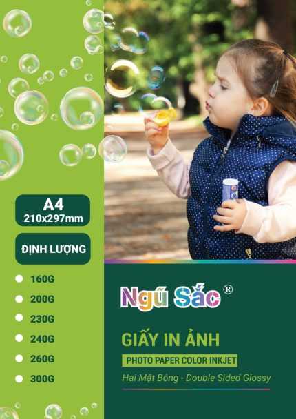 Giấy in ảnh Ngũ Sắc A4 2 mặt 160gsm 50 tờ