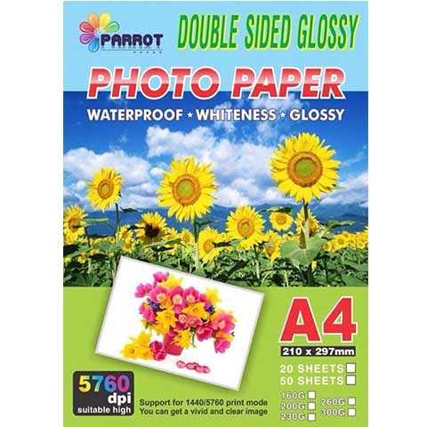Giấy in ảnh A4 Parrot 2 mặt trơn 260gsm 50 tờ Giấy in ảnh A4 Parrot 2 mặt trơn 260gsm 50 tờ