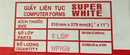 Giấy liên tục 5 liên 210x279mm