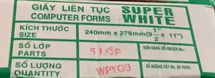 Giấy liên tục 5 liên 240×279 mm