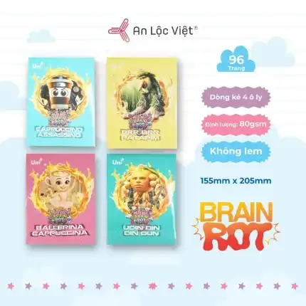 Tập 96 trang Brainrot 80gsm – 4 ô ly