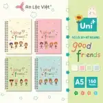 Set 4 cuốn sổ lò xo A5 Good Friends – 120 trang kem kẻ ngang (Xanh lá – Be – Xanh da trời – Hồng)