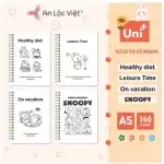 Set 4 cuốn sổ lò xo A5 – 120 trang (On vacation – Leisure time – Healthy diet – Snoopy)
