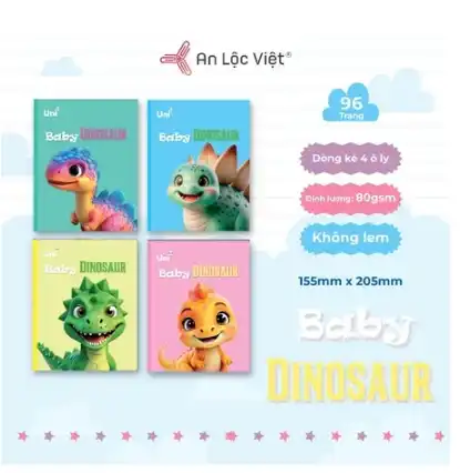 Tập 200 trang Khủng long 80gsm – 4 ô ly Tập 200 trang Khủng long 80gsm – 4 ô ly