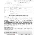 Mẫu khám sức khỏe