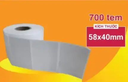 Cuộn decal nhiệt 1 tem 58x40mm x 700 tem R2-RC – Trắng